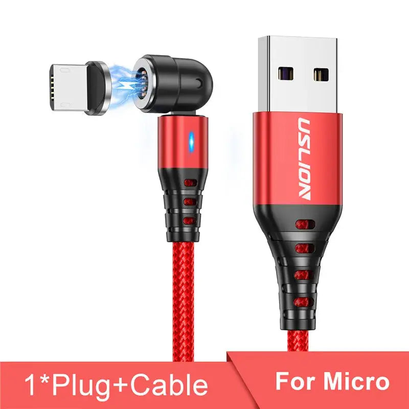 USLION 540 Rotate 5A Magnetic Cable Fast Charging Type C Cable Micro USB Magnet Charge Phone Data Line Wire For iphone 15 Xiaomi Tarot Yeah