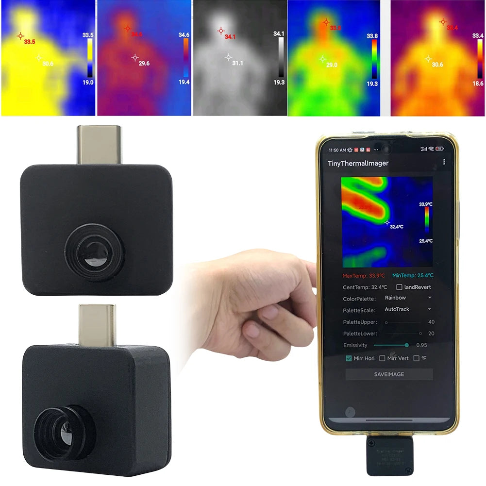 Mobile Thermal Imager 32*32 Pixels -20~1000°C Thermal Camera Thermal Imaging Camera for Android Type C Mobile Phone