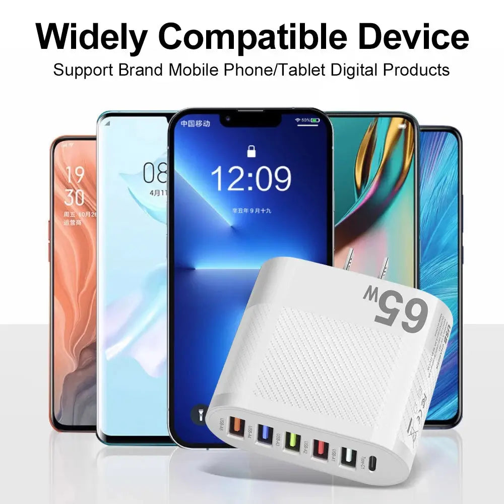 3.1A 5Ports USB Charger PD Charging Adapter For Xiaomi iPhone 13 Samsung Mobile Phone Plug Charging QC 3.0 Wall Charger Tarot Yeah