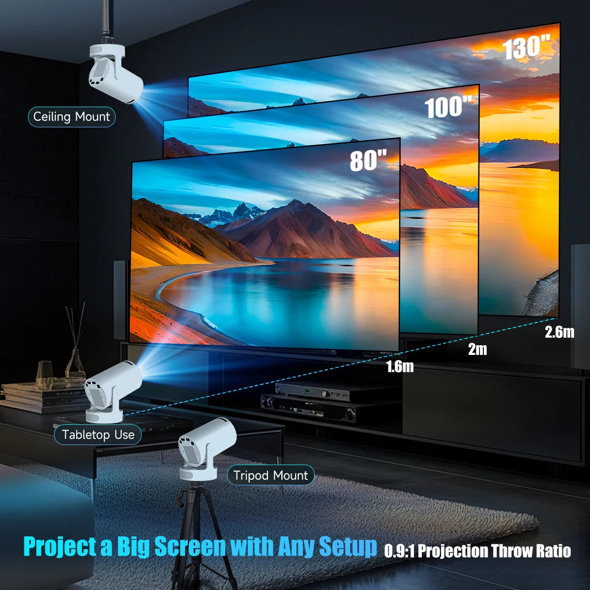 Magcubic 4K Wifi6 Projector 290 ANSI Dual WIFI BT5.0 1280*720P Home Cinema Outdoor portable HY300 Pro +