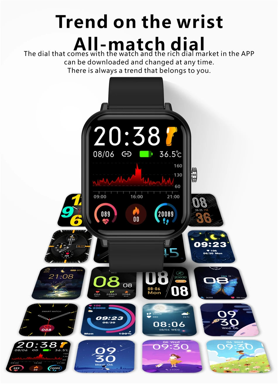 2024 New Body Temperature Monitor Watch Men Smart Watch Sports Music Playback Waterproof SmartWatch Heart Rate Blood Pressure