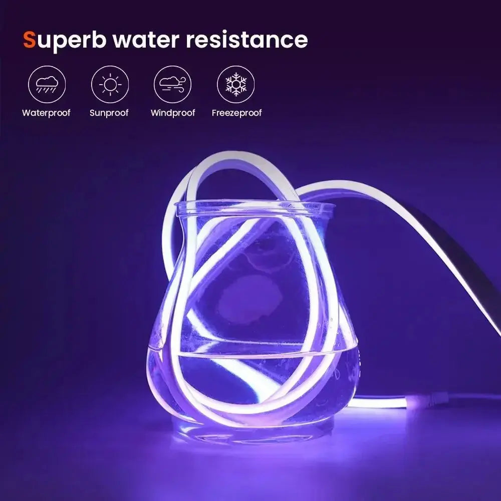 Smart Neon LED Strip Light Sign Remote Control RGB Flexible Neon Tape TV Backlight 1/3/5m Waterproof for Room Home Outdoor Decor.