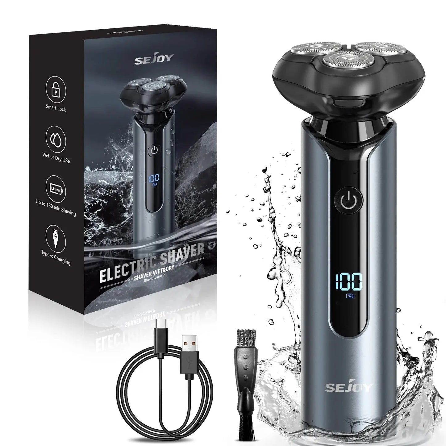 SEJOY Portable Clean Razor Men USB Electric shaver Powerful Beard Electric Razor Rechargeable Waterproof shaving Machine.
