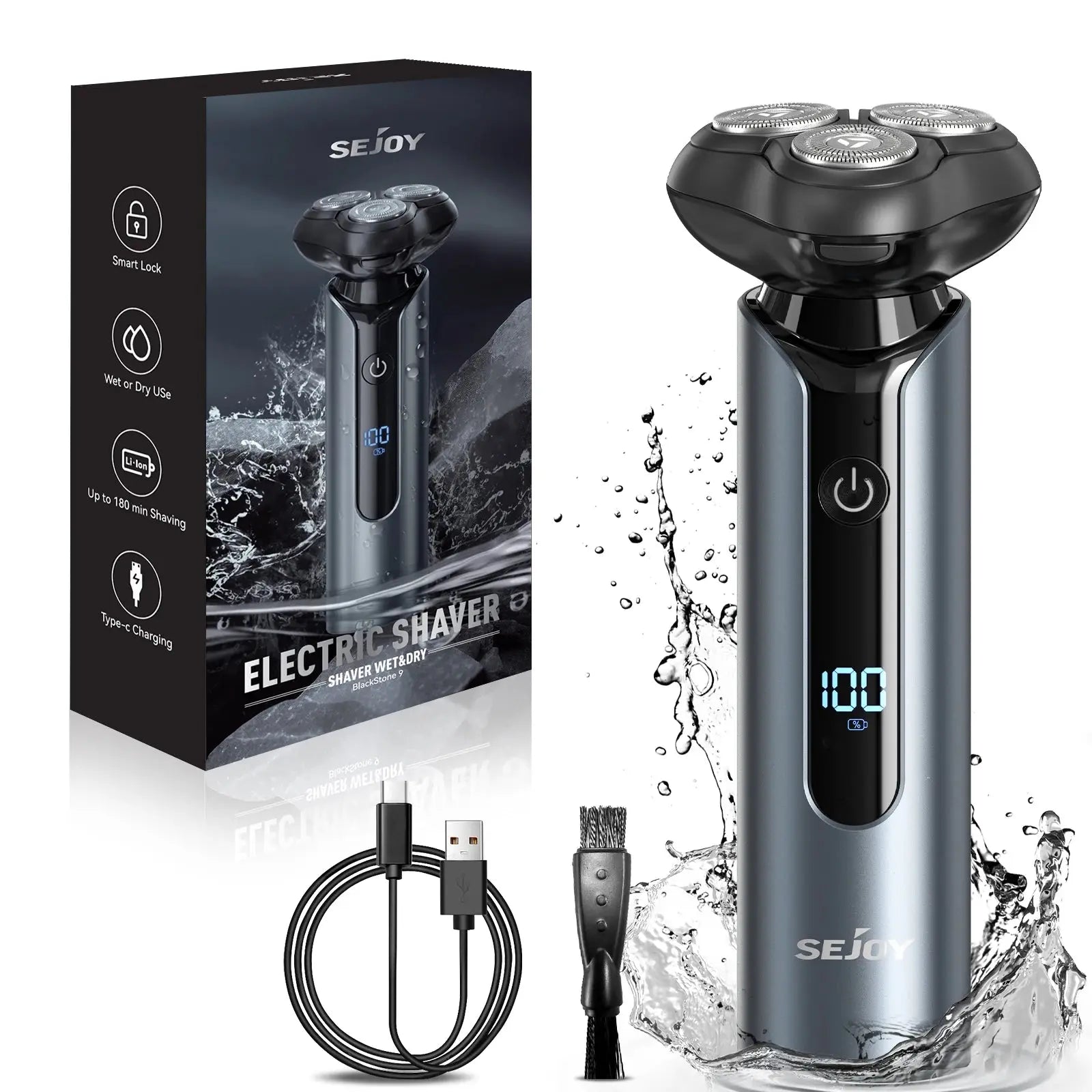 SEJOY Portable Clean Razor Men USB Electric shaver Powerful Beard Electric Razor Rechargeable Waterproof shaving Machine.