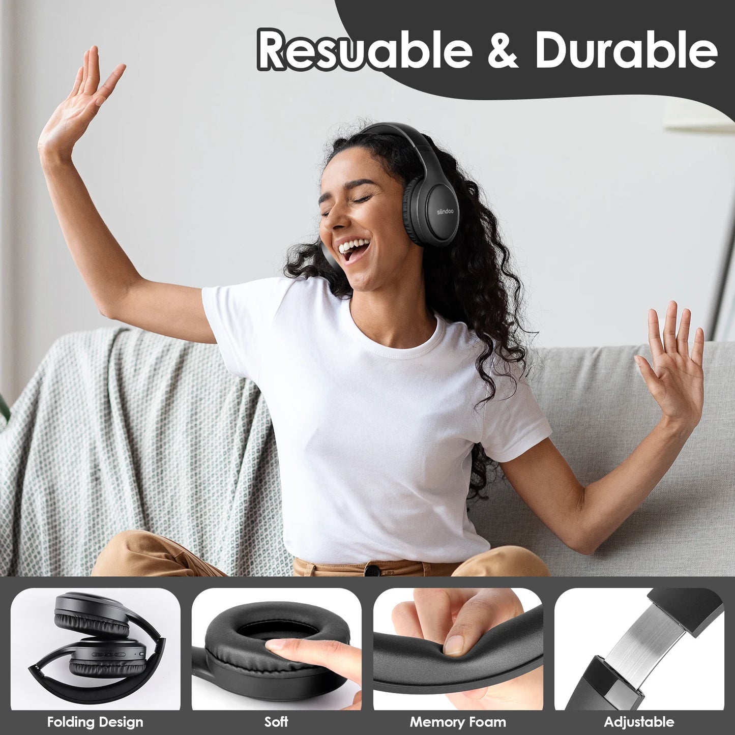 Siindoo JH-919 Foldable Wireless Headphones, Bluetooth Stereo Earphones Super Bass With Mic 4colors For Iphone Laptop PC