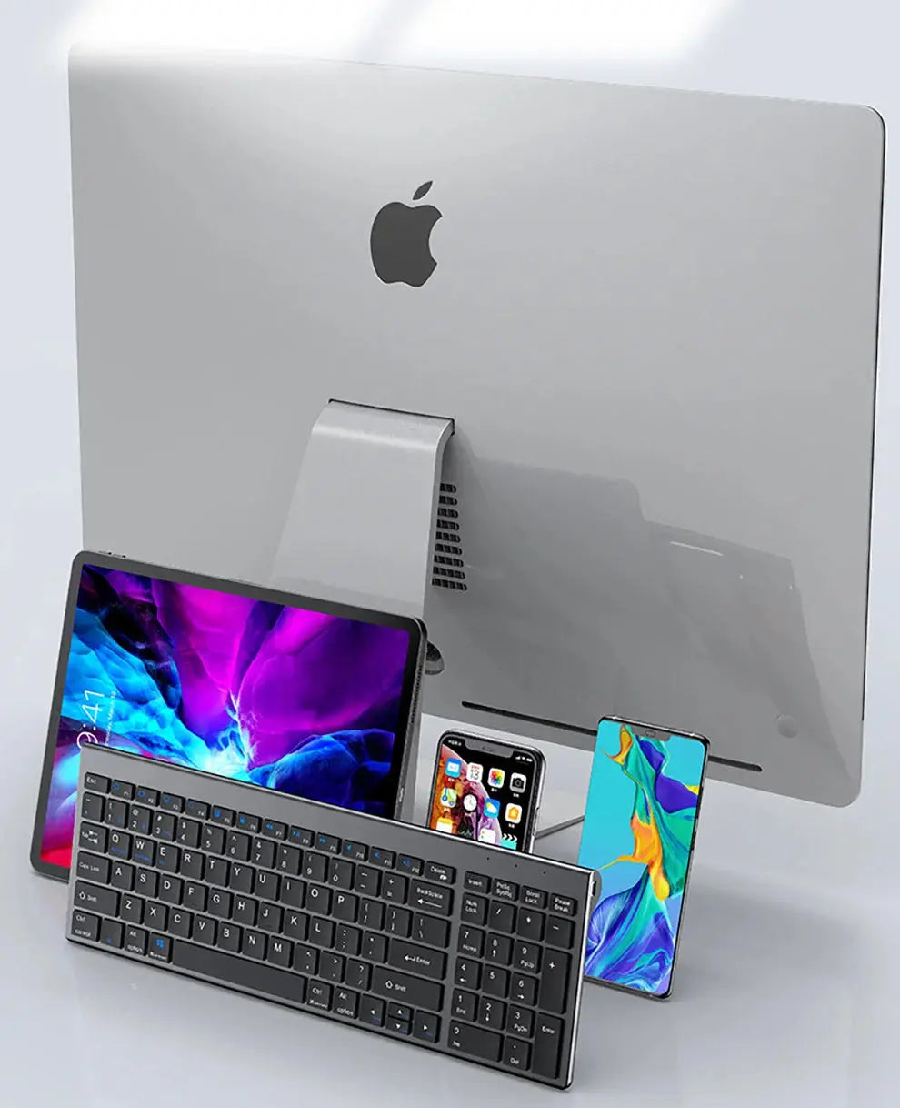 Jomaa Slim Rechargeable Bluetooth Keyboard and Mouse Set for Laptop Computer 2.4G USB Wireless Keyboard and Mouse Combo.