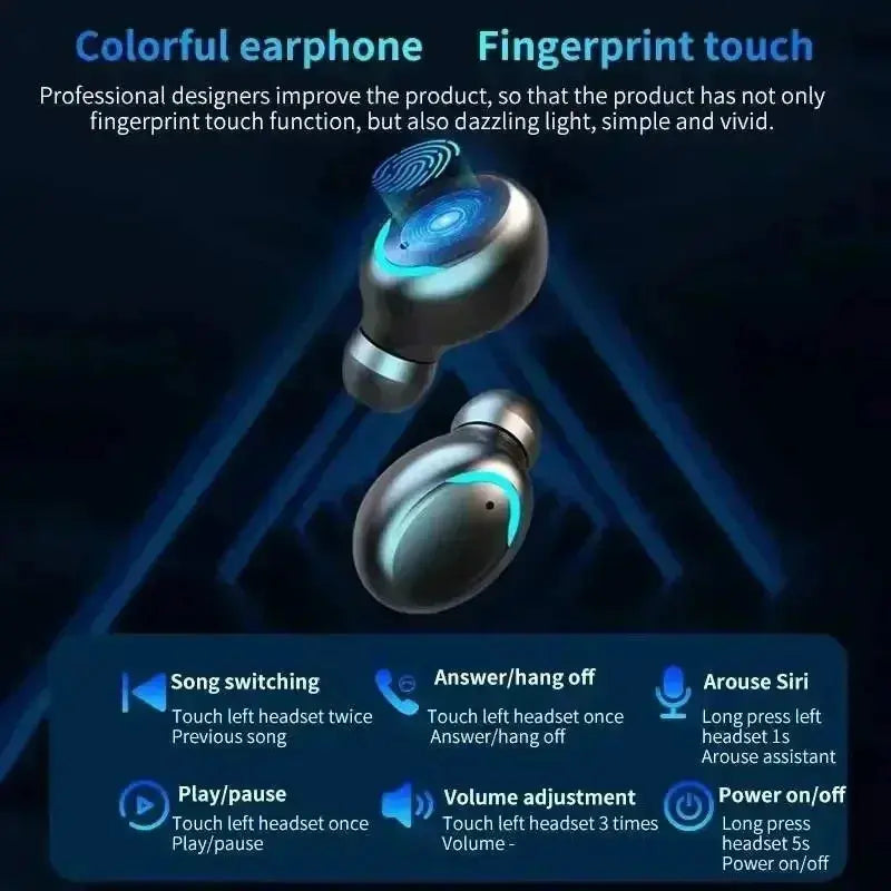 TWS F9-5 Earphone Bluetooth Earphones Wireless Headphones Hifi Stereo Sports Earbuds Headset Hearing Aids With Mic Handfree.