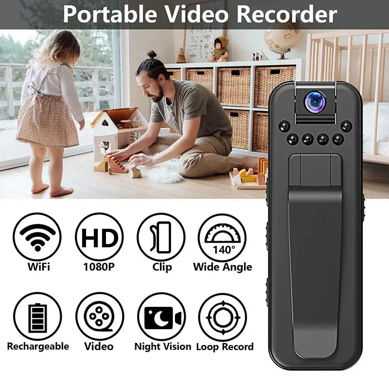 HD 1080P WiFi Mini Portable Camera Digital Video Recorder Police Bodycam Infrared Night Vision Miniature Camcorder Smart Home.