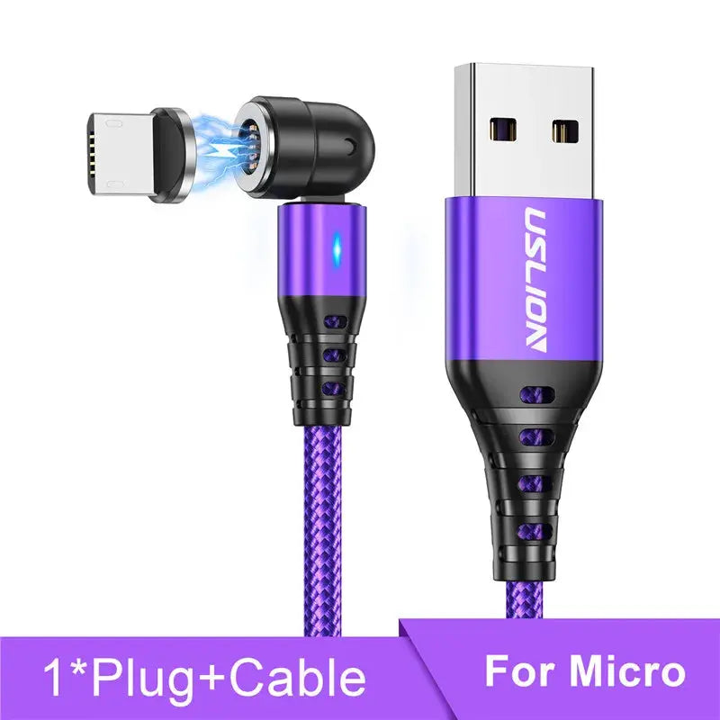 USLION 540 Rotate 5A Magnetic Cable Fast Charging Type C Cable Micro USB Magnet Charge Phone Data Line Wire For iphone 15 Xiaomi Tarot Yeah