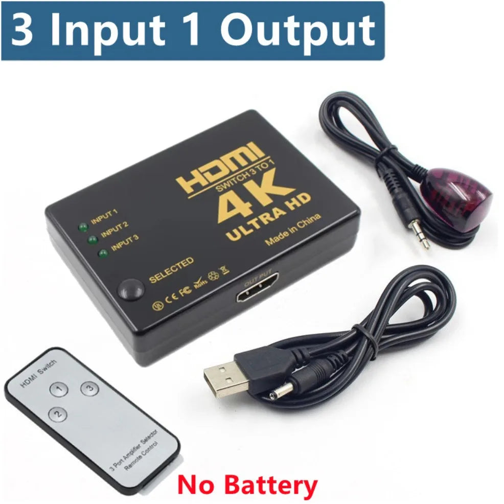 5x1 HDMI Switch HD 4K Video Switcher With IR Remote Controller 5 Input 1 Output HDMI Switches for Xbox PS4 DVD HDTV PC Laptop TV
