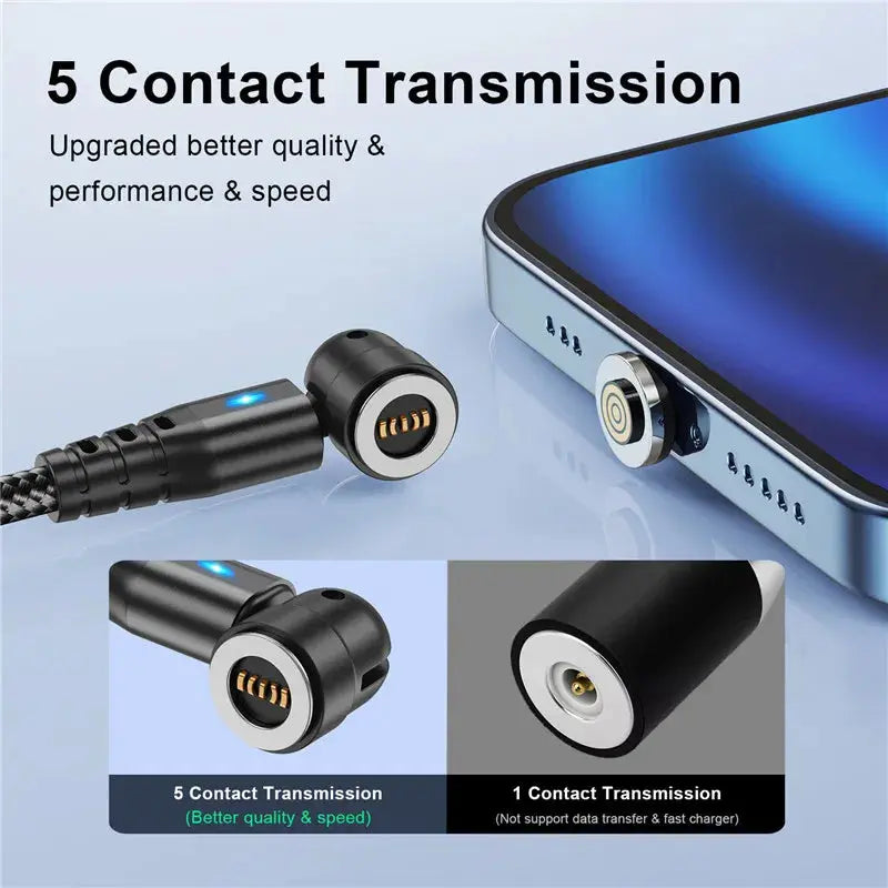 USLION 540 Rotate 5A Magnetic Cable Fast Charging Type C Cable Micro USB Magnet Charge Phone Data Line Wire For iphone 15 Xiaomi Tarot Yeah