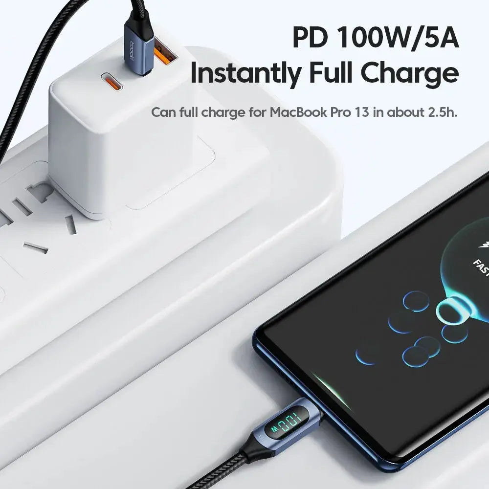 Toocki Type C to Type C Cable 100W PD Fast Charging Charger USB C to USB C Display Cable For Xiaomi POCO F3 Realme Macbook iPad Tarot Yeah