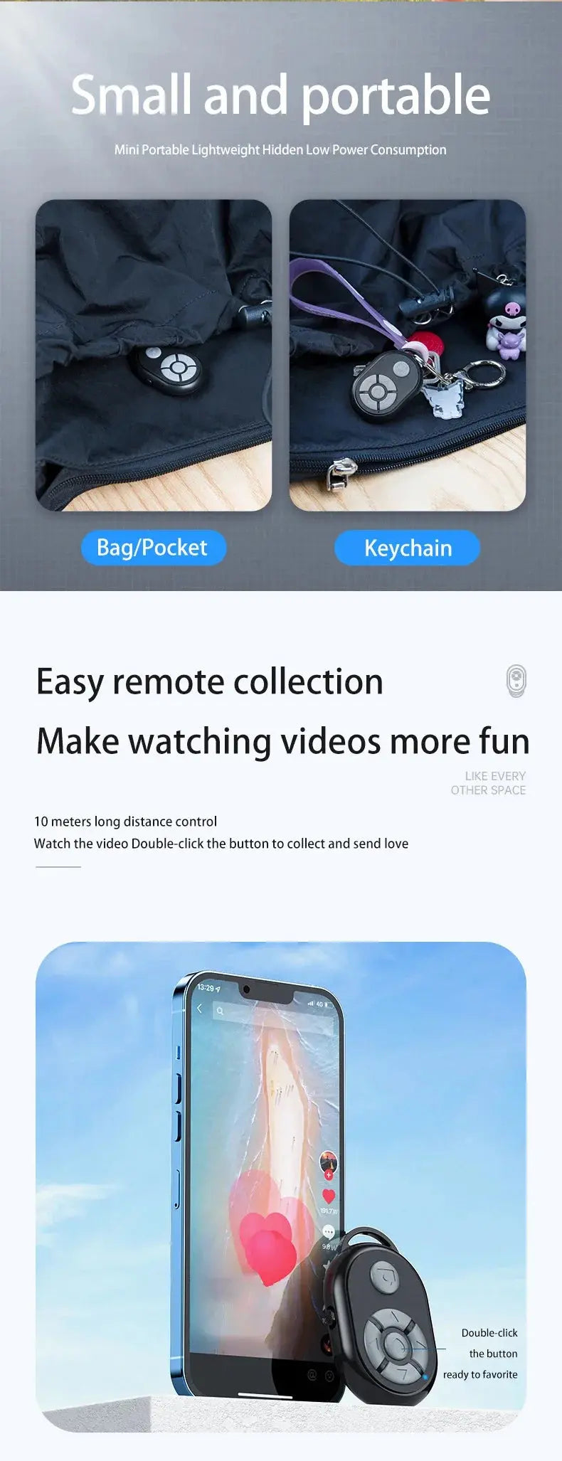 Bluetooth Remote for iPhone Xiaomi IOS Android Phone Universal Remote Control Selfie Stick Bluetooth Camera Controller Tarot Yeah
