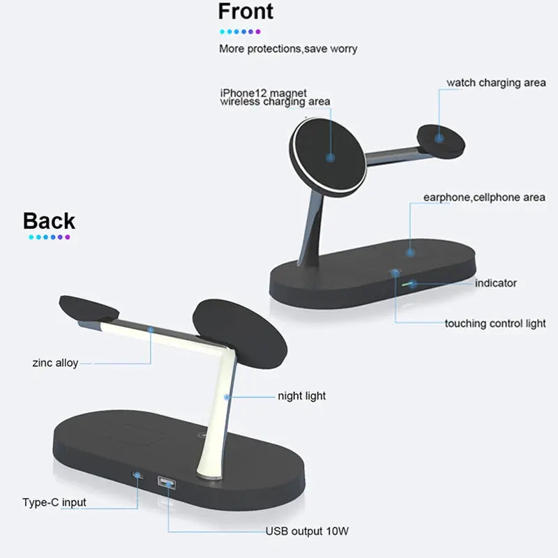 3 in 1 Wireless Charger Stand For iPhone 12 13 14 15 16 Fast Charging Station for Apple Watch 10 9 8 7 6 5 4 Airpods 2 3 Pro Tarot Yeah