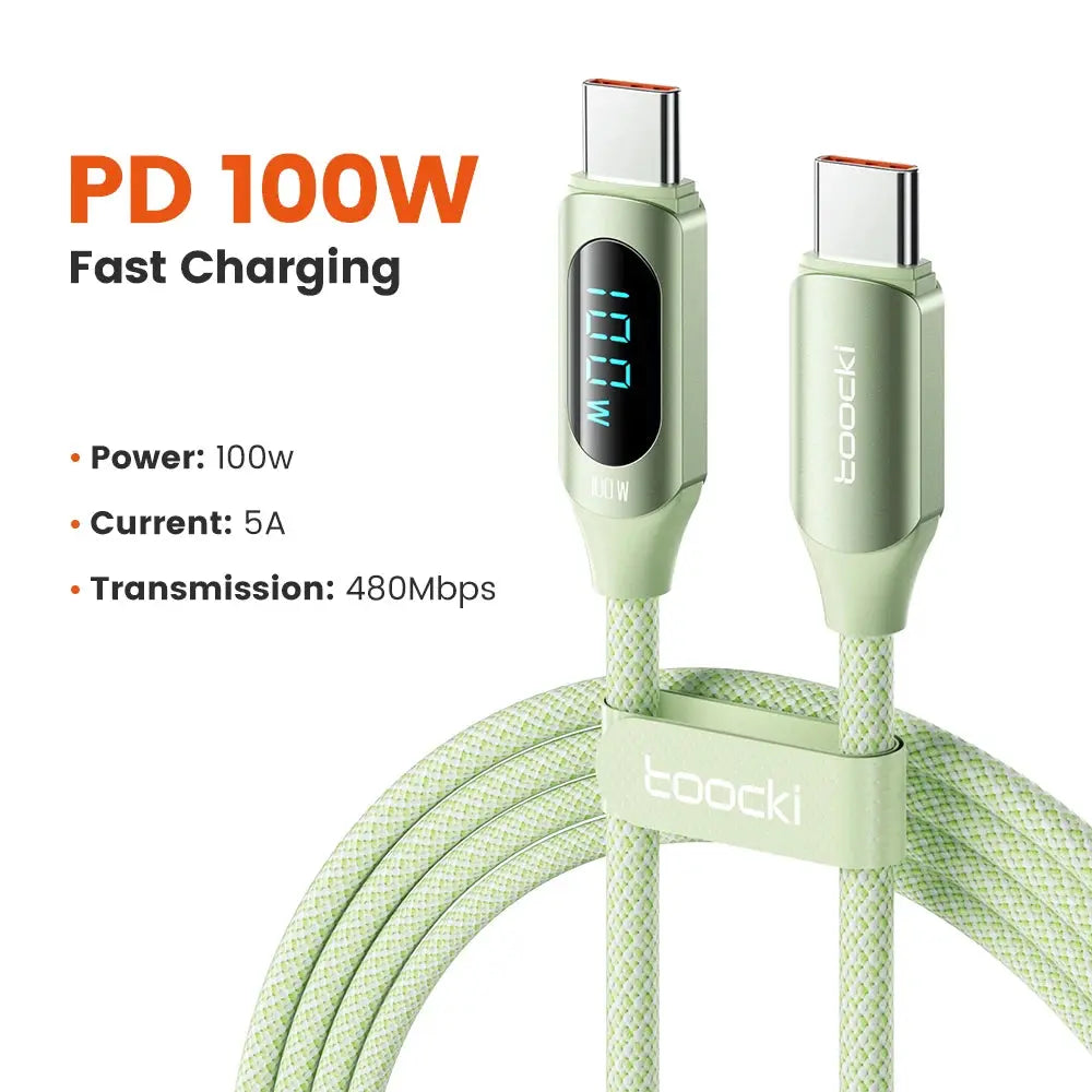 Toocki Type C to Type C Cable 100W PD Fast Charging Charger USB C to USB C Display Cable For Xiaomi POCO F3 Realme Macbook iPad Tarot Yeah