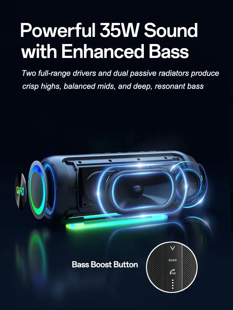 Ohayo Portable Waterproof Bluetooth Speaker 35W Drivers with Powerful 360-Degree Sound and Thundering Bass,TWS,IPX7 Waterproof.