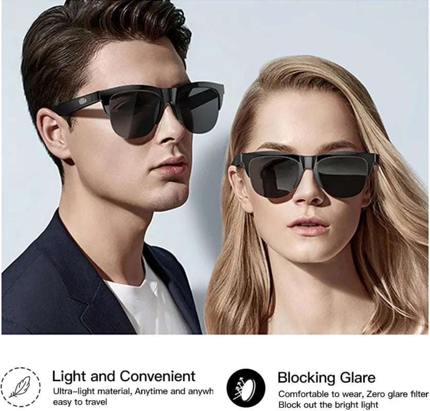 Smart Glasses,Polarized Sunglasses With Bluetooth Speaker,Athletic/Outdoor UV Protection And Voice Control,Unisex - Black