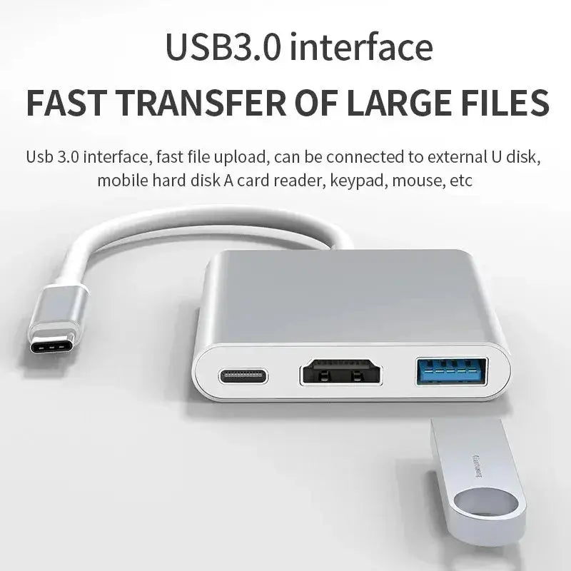USB-C To HDMI-compatible 3 in 1 Cable Converter for Samsung Huawei iPad Mac USB 3.1 Type C To HDMI-compatible 4K Adapter Cable Tarot Yeah