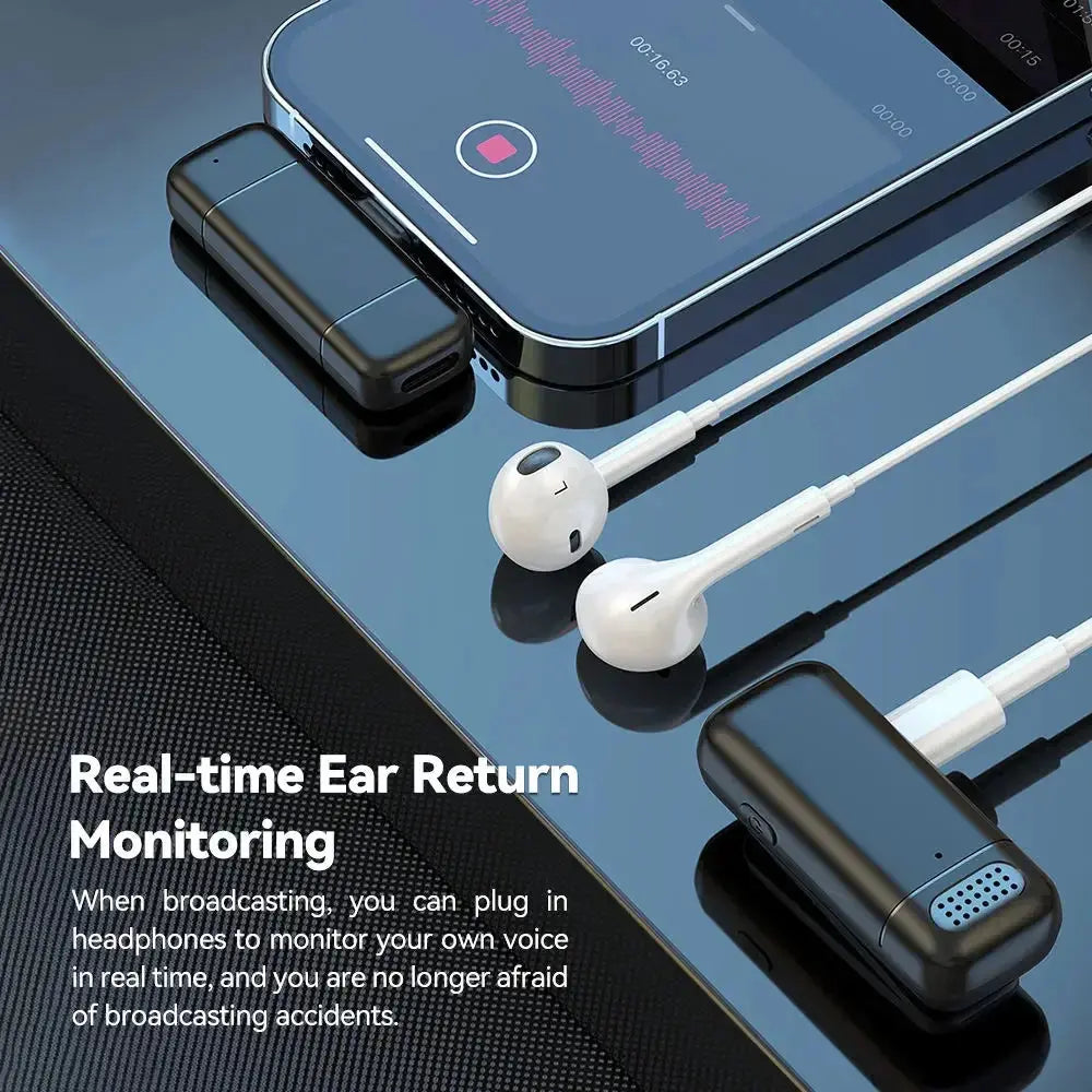 microphone charging compartment digital display receiver wireless Lavalier microphone mobile phone recording noise reduction mic.