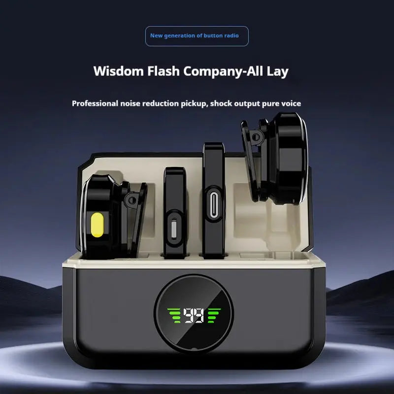 microphone charging compartment digital display receiver wireless Lavalier microphone mobile phone recording noise reduction mic.