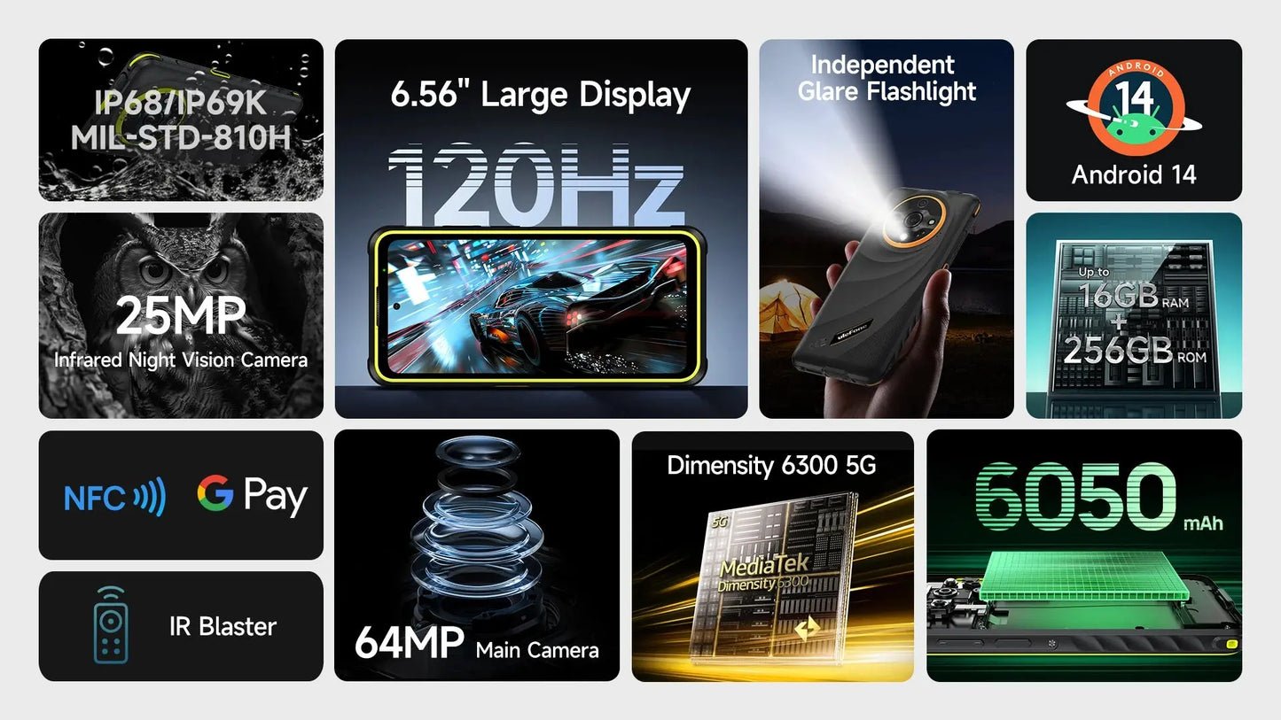 【World Premiere】Ulefone Armor X31 Pro 5G Rugged Phone Android 14 Smartphone 6.56”16GB + 256GB Night Camera 64MP 6050mAh NFC Tarot Yeah