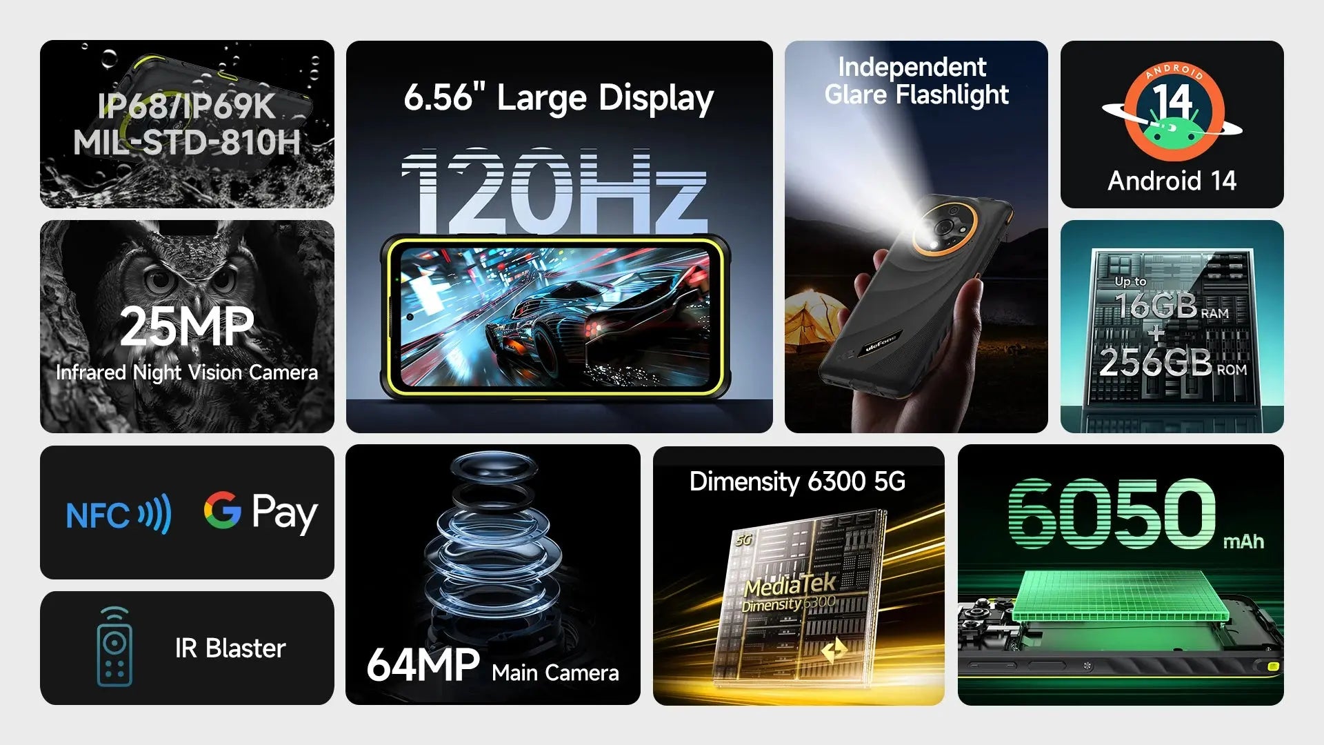 【World Premiere】Ulefone Armor X31 Pro 5G Rugged Phone Android 14 Smartphone 6.56”16GB + 256GB Night Camera 64MP 6050mAh NFC Tarot Yeah