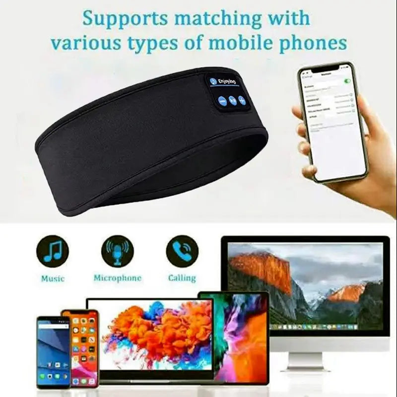 Wireless Bluetooth Sleeping Headband Fone Earphones Sports Sweatband Sleeping Band Headset Music Soft Elastic Eye Mask Headphone