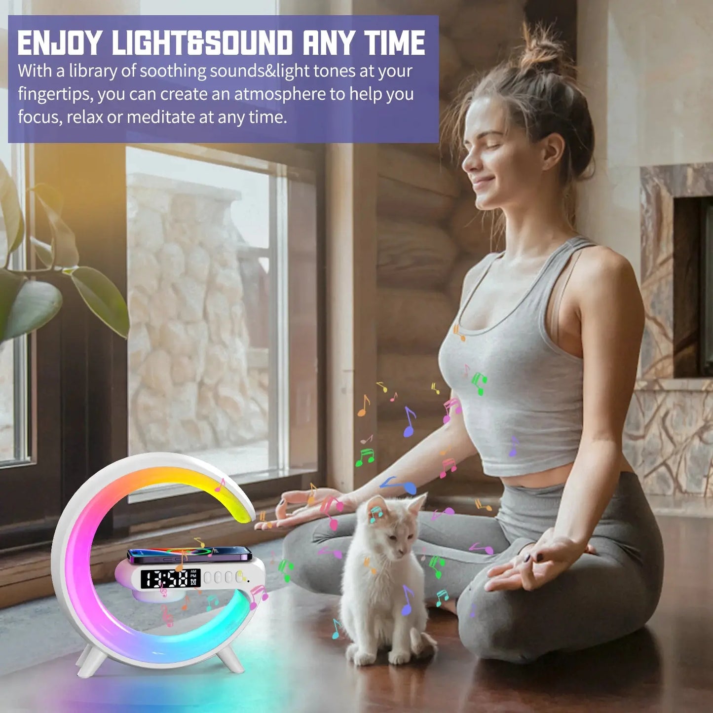 Multifunction Wireless Charger Pad Stand Speaker TF RGB Night Light 15W Fast Charging Station for iPhone Samsung Xiaomi Huawei Tarot Yeah