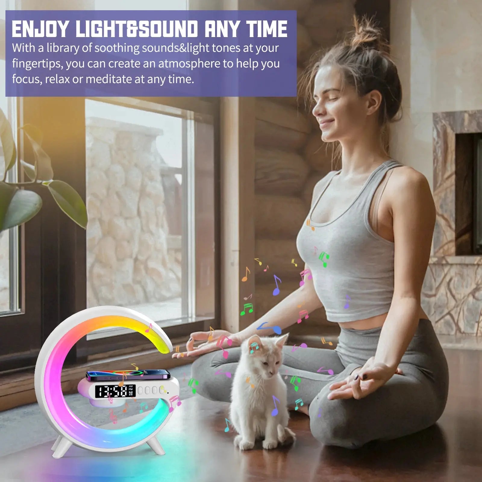 Multifunction Wireless Charger Pad Stand Speaker TF RGB Night Light 15W Fast Charging Station for iPhone Samsung Xiaomi Huawei Tarot Yeah