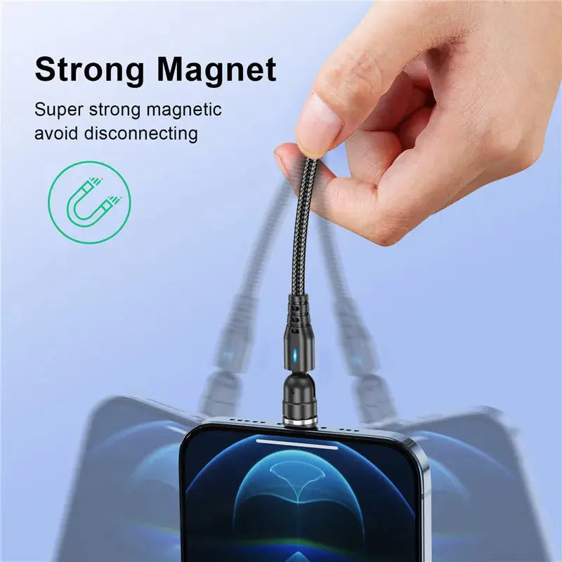 USLION 540 Rotate 5A Magnetic Cable Fast Charging Type C Cable Micro USB Magnet Charge Phone Data Line Wire For iphone 15 Xiaomi Tarot Yeah