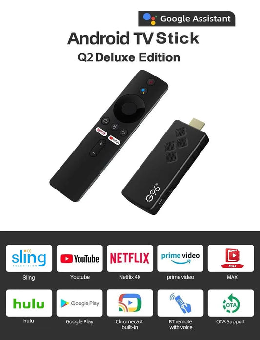 G96 high-performance android 13.0 4k smart TV Stick ATV H313 2GB RAM 16GB ROM Q2 infrared remote control tv stick Dual Wifi