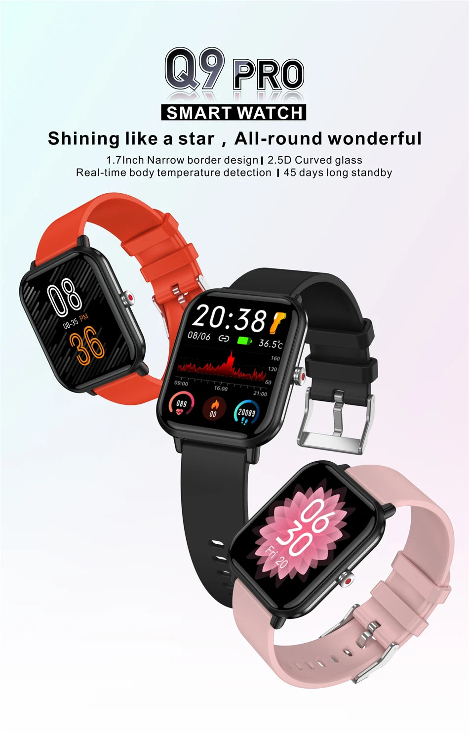 2024 New Body Temperature Monitor Watch Men Smart Watch Sports Music Playback Waterproof SmartWatch Heart Rate Blood Pressure