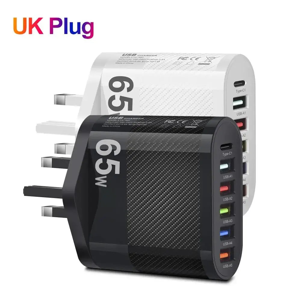 3.1A 5Ports USB Charger PD Charging Adapter For Xiaomi iPhone 13 Samsung Mobile Phone Plug Charging QC 3.0 Wall Charger Tarot Yeah