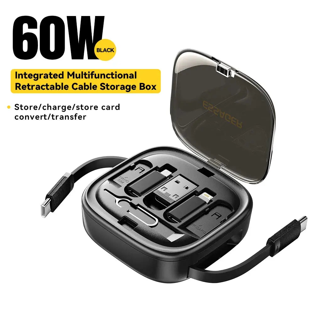Essager USB C To Tpye C Cable PD 60W for Xiaomi Poco Fast Charging Data Travel Multi Functional Cord With Holder Storage Box Tarot Yeah
