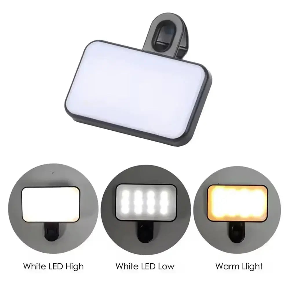 Portable Mini Selfie Fill Light Rechargeable 3 Modes Adjustable Brightness Clip On For Mobile Phone Make Up Computer Fill Light Tarot Yeah