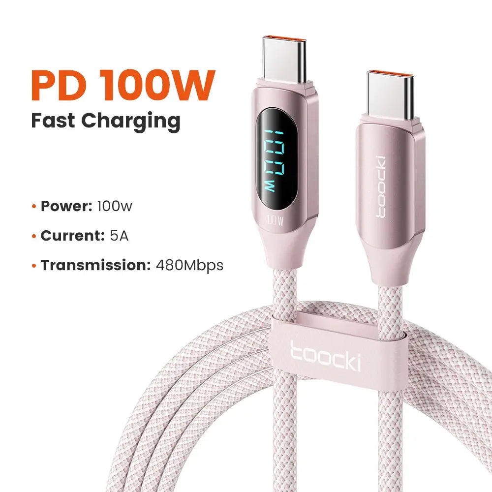 Toocki Type C to Type C Cable 100W PD Fast Charging Charger USB C to USB C Display Cable For Xiaomi POCO F3 Realme Macbook iPad Tarot Yeah