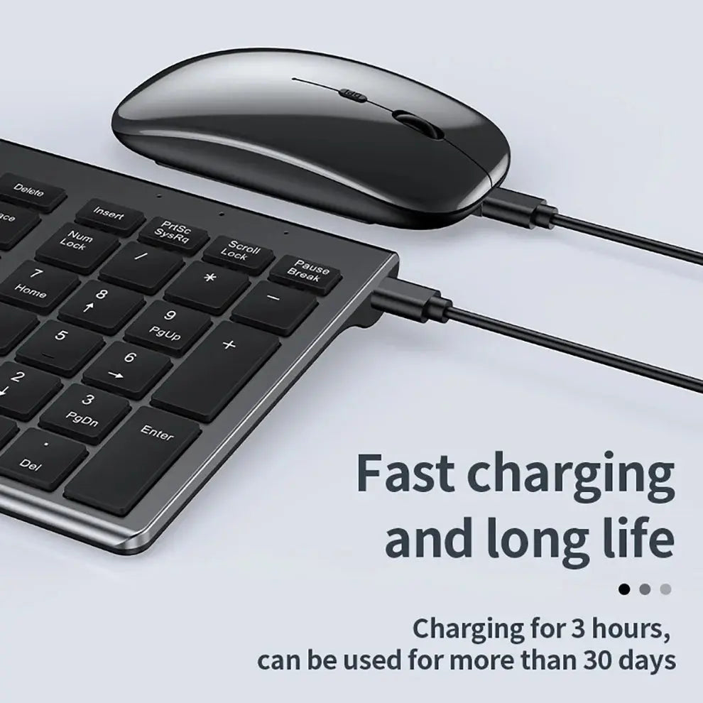 Jomaa Slim Rechargeable Bluetooth Keyboard and Mouse Set for Laptop Computer 2.4G USB Wireless Keyboard and Mouse Combo.