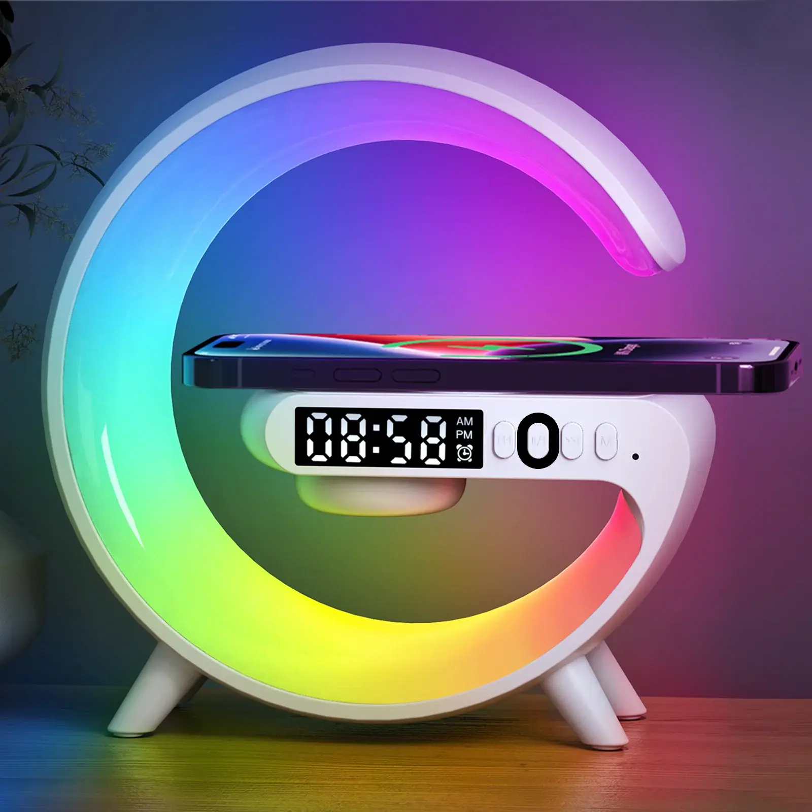 Multifunction Wireless Charger Pad Stand Speaker TF RGB Night Light 15W Fast Charging Station for iPhone Samsung Xiaomi Huawei Tarot Yeah