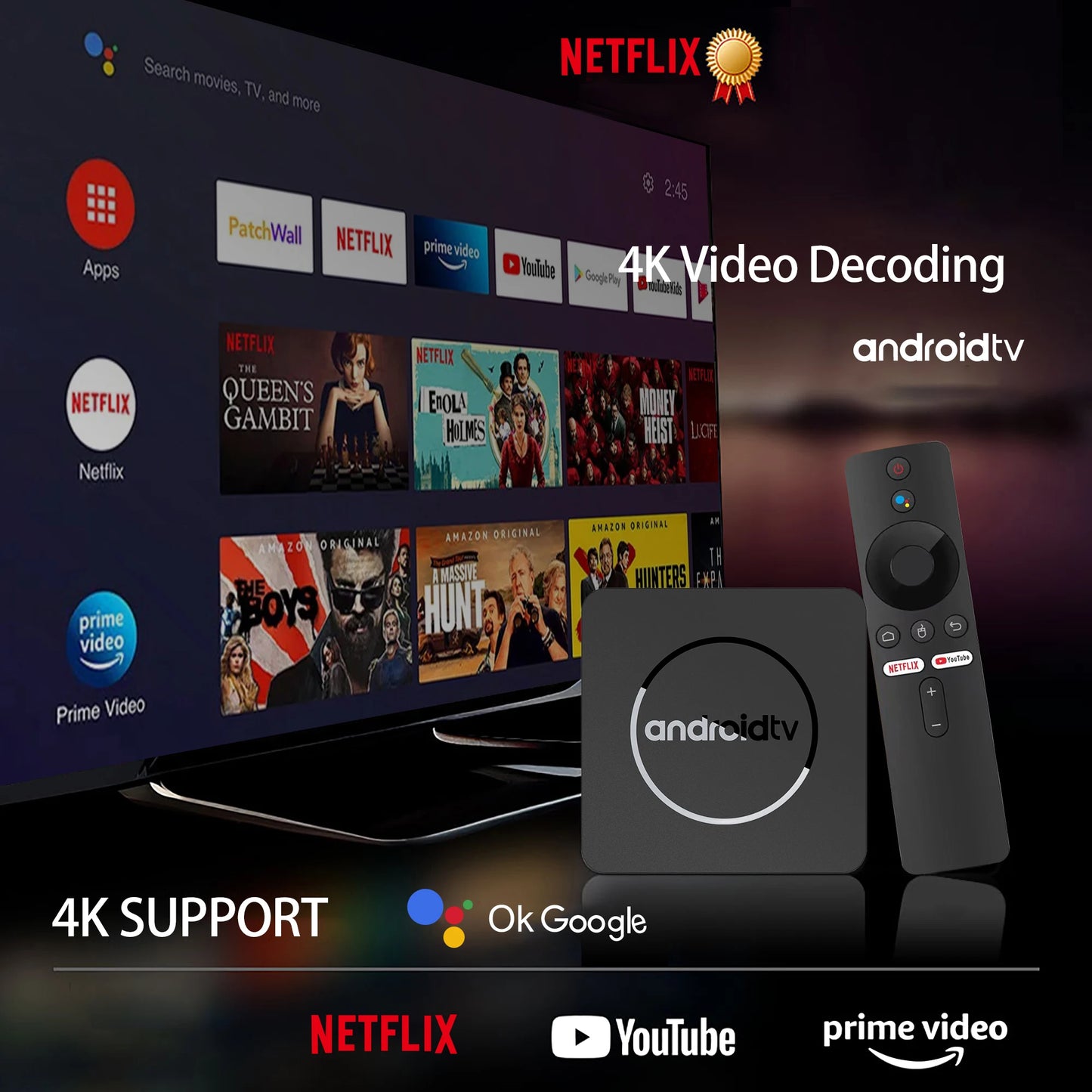 Q1 Smart TV Box Android13 Allwinner H313 Google Assistant 2GB16GB Dual 2.4G5.8GWifi Bluetooth 4K HDR10 Stream Media Player