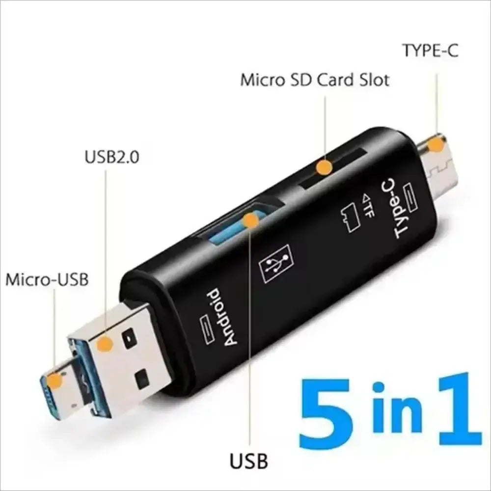 New 5 in 1 Multifunction USB 2.0 Type C USB Micro USB SD TF Memory Card Reader for Android Computer Dock OTG Type C Adapter Tarot Yeah