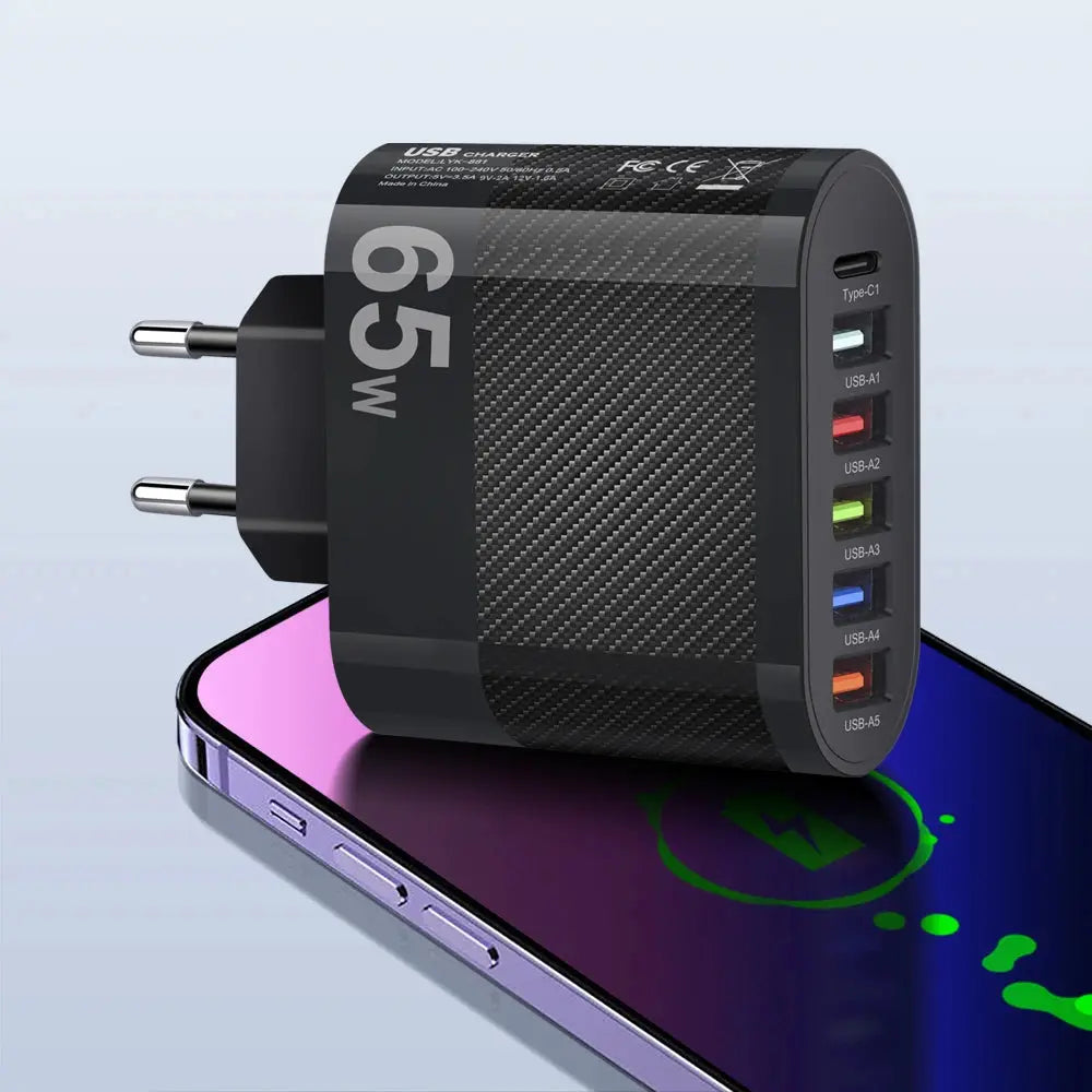 3.1A 5Ports USB Charger PD Charging Adapter For Xiaomi iPhone 13 Samsung Mobile Phone Plug Charging QC 3.0 Wall Charger Tarot Yeah