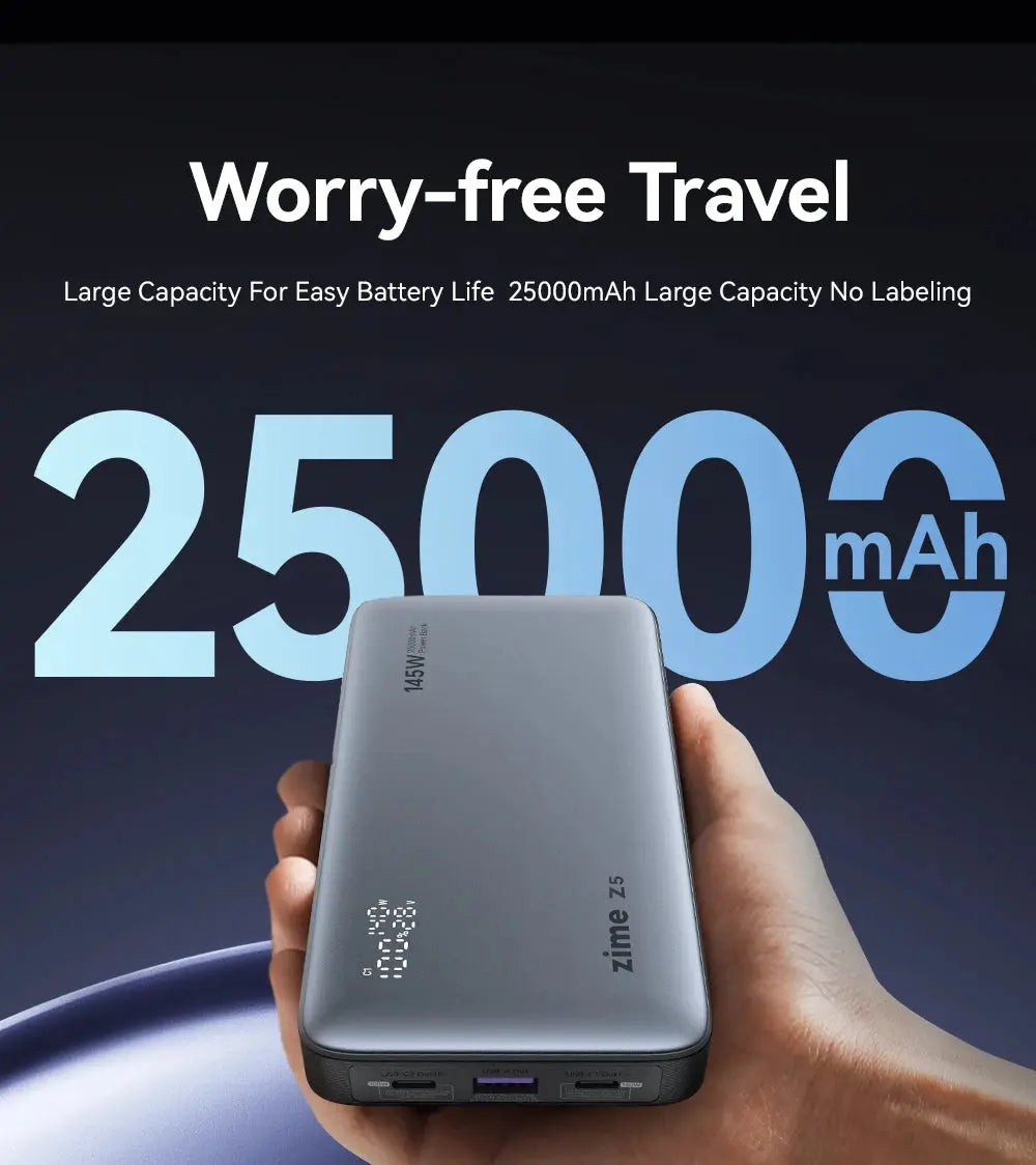 zime Z5 145W PowerBank 25000mAh PD Fast Charging High-wattage Portable Charger For Laptops And Phones With External Battery Tarot Yeah
