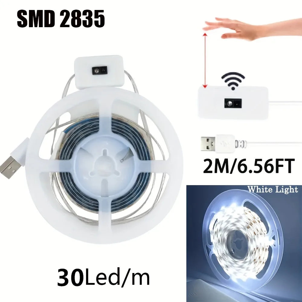 Hand Sweep LED Strip Lights 1M 2M 3M 5M LED Strip with Hand Sweep Motion Sensor Switch for Kitchen Stairs Wardrobe