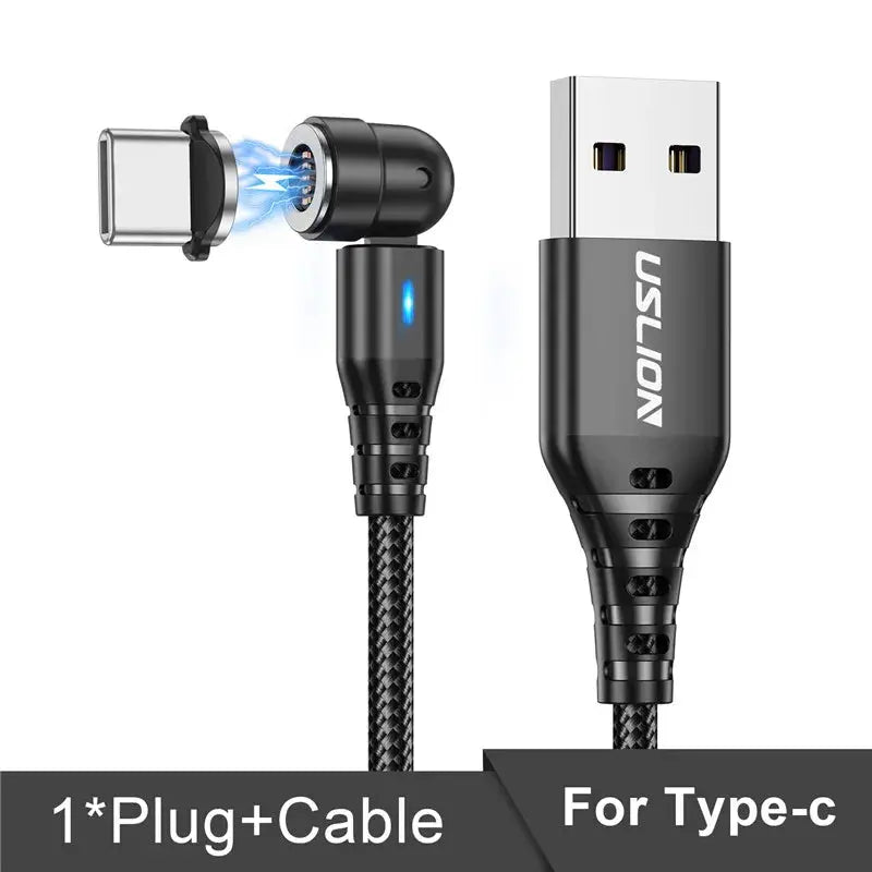 USLION 540 Rotate 5A Magnetic Cable Fast Charging Type C Cable Micro USB Magnet Charge Phone Data Line Wire For iphone 15 Xiaomi Tarot Yeah