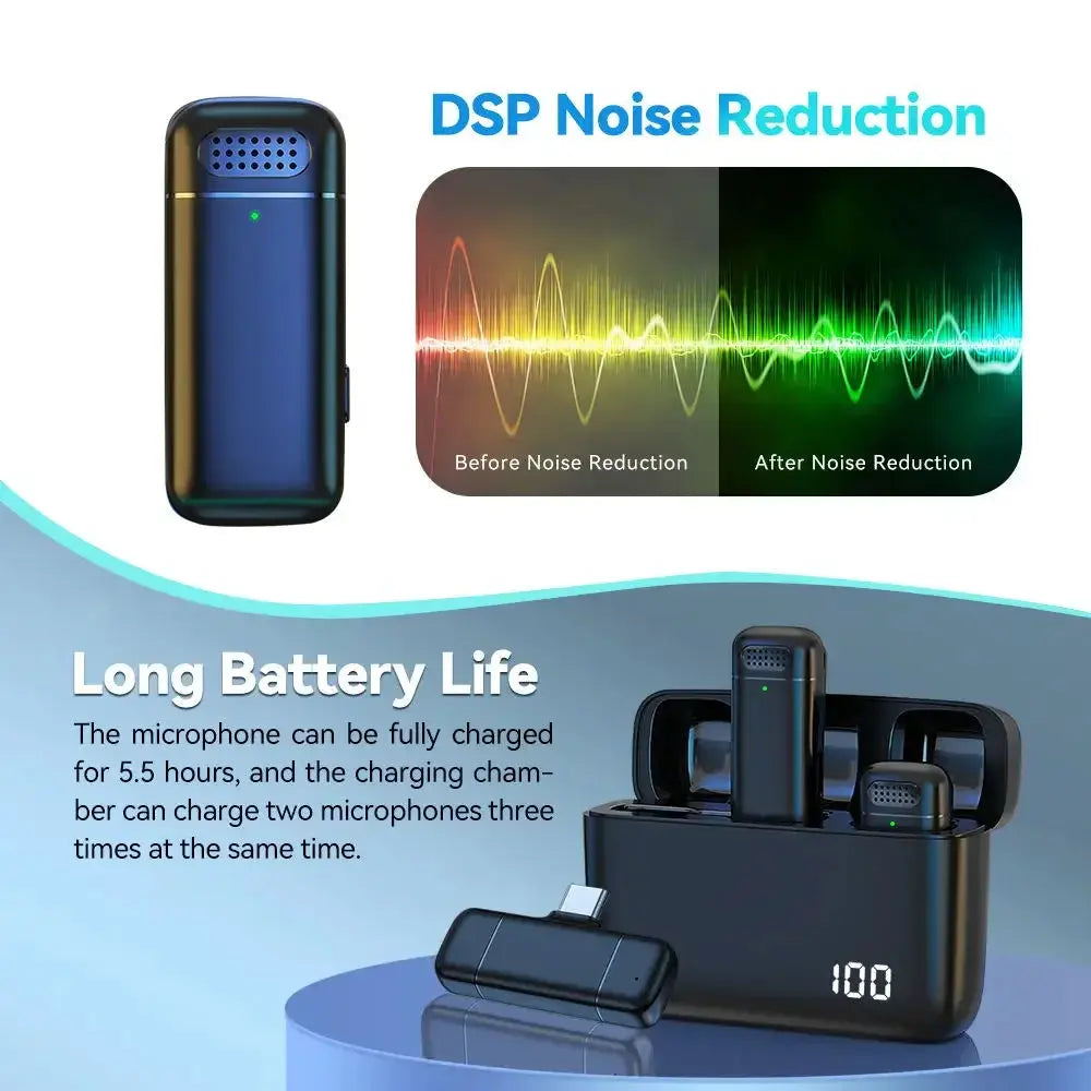 microphone charging compartment digital display receiver wireless Lavalier microphone mobile phone recording noise reduction mic.