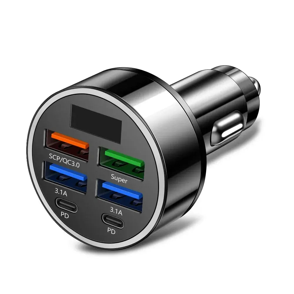 100W 6 Ports Car Charger Fast Charging PD QC3.0 USB C Car Phone Charger Type C Adapter in Car For iPhone Samsung Huawei Xiaomi Tarot Yeah