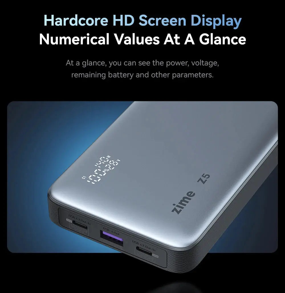 zime Z5 145W PowerBank 25000mAh PD Fast Charging High-wattage Portable Charger For Laptops And Phones With External Battery Tarot Yeah