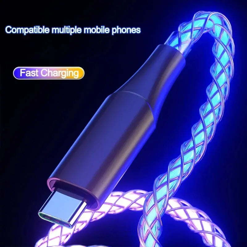 6A Fast Charging RGB Breathing Luminous Gradient Light Data Cable 66W TYPE-C Charger For iPhone 15 Pro Huawei Samsung Data Cable Tarot Yeah