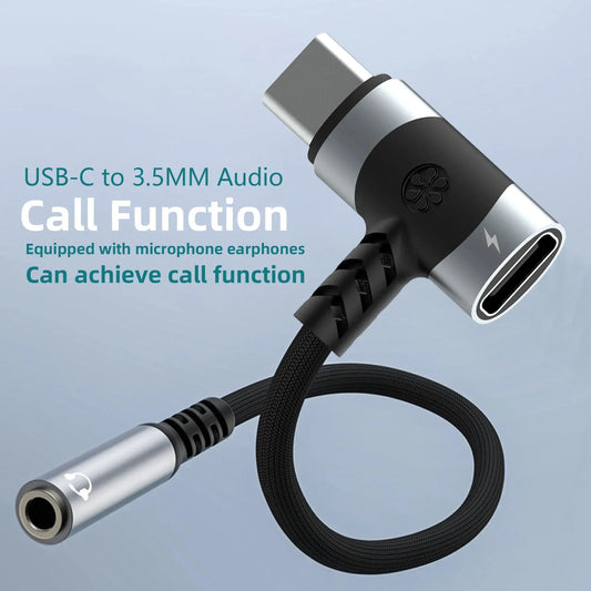 USB C to 3.5mm earphones and charger adapter 2-in-1 C-type to Aux microphone jack, with PD 100W fast charging encryption dongle. Tarot Yeah