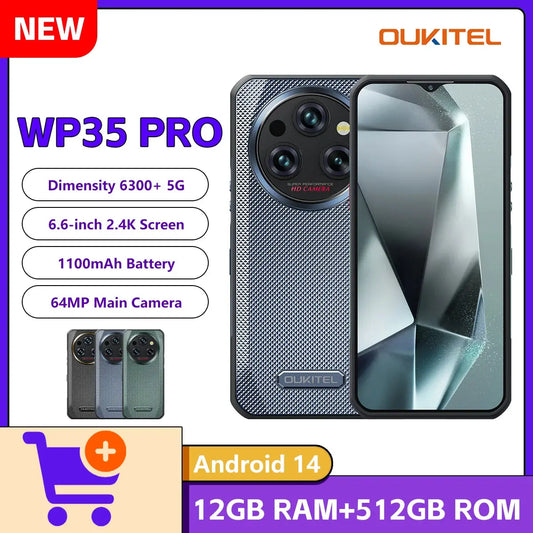 Oukitel WP35 PRO 5G Rugged Smartphone 11000mAh MediaTek Dimensity 6300 36GB Tarot Yeah